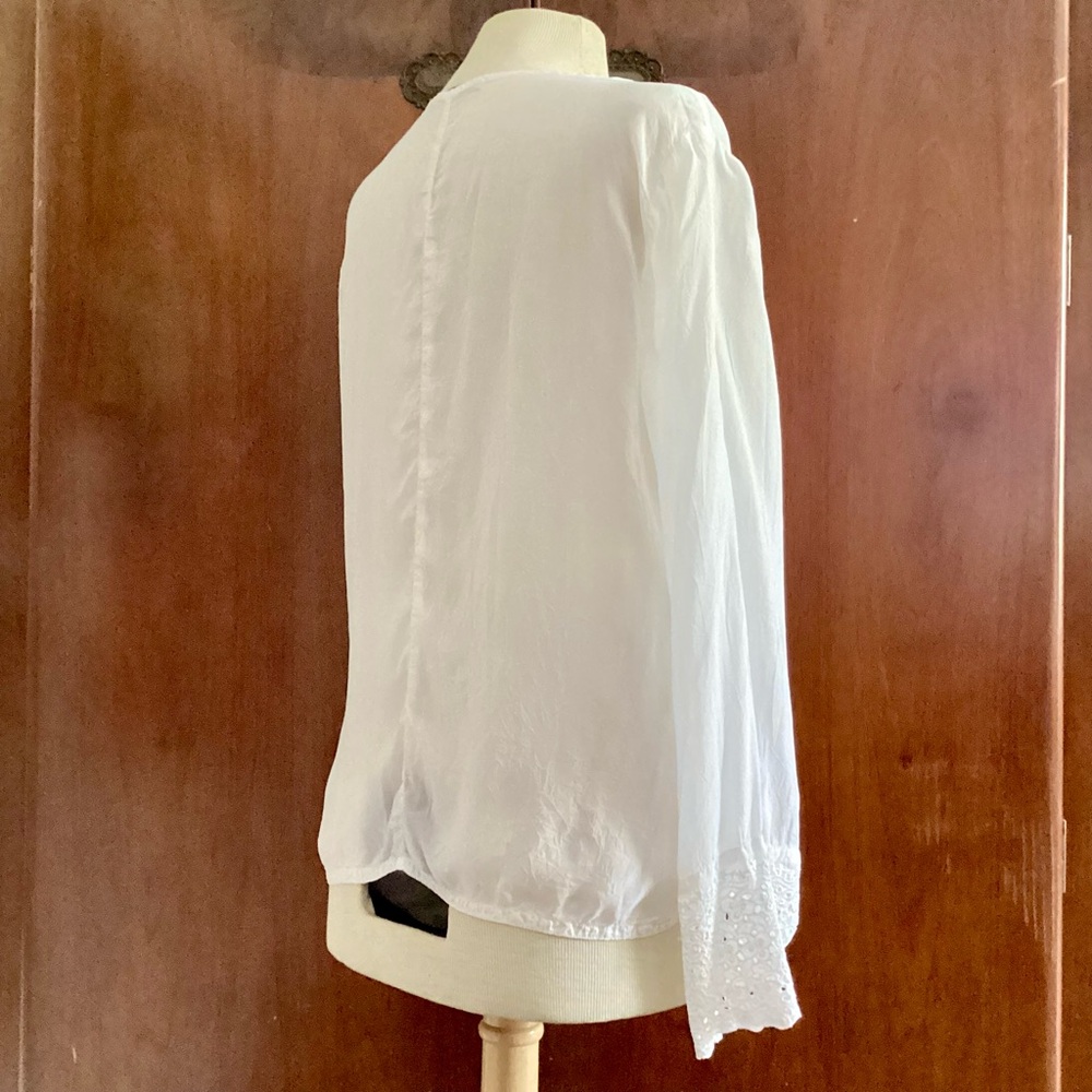 Johnny Was White Boho Floral Embroidered Rayon Tunic Top Size L Org.$298 - Picture 3 of 10